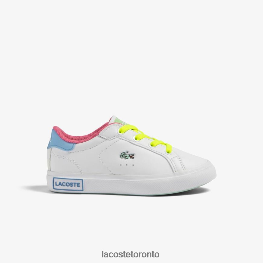 Shoes Lacoste Powercourt Synthetic Color-Pop Sneakers White/Green Kids Z60BPR2931