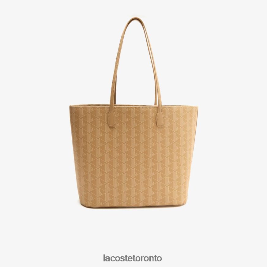 Bags  Leather Goods Lacoste Monogram Print Tote Viennois Beige Women Z60BPR2786