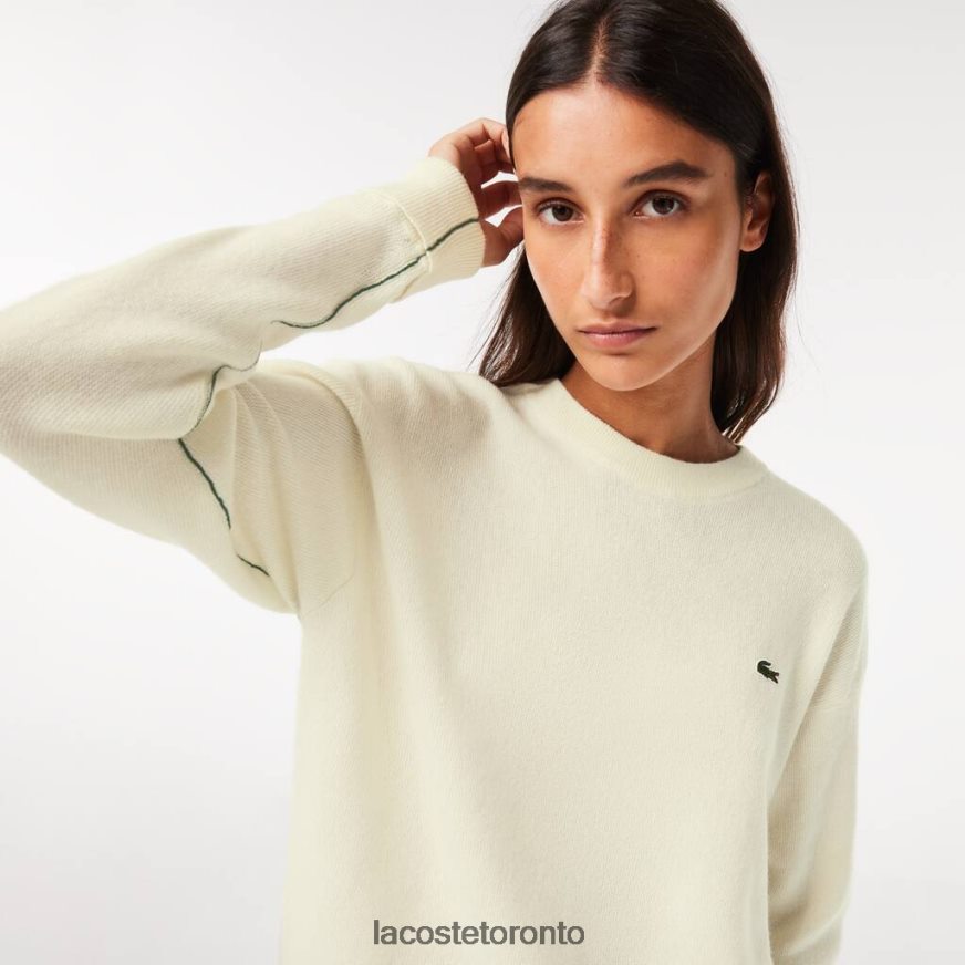 Clothing Lacoste Crew Neck Wool Sweater White Women Z60BPR2640