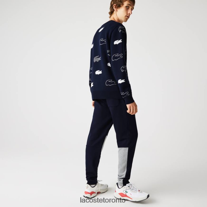 Clothing Lacoste Heritage Destructured Branding Cotton Fleece Jogging Pants Navy Blue Men Z60BPR1206