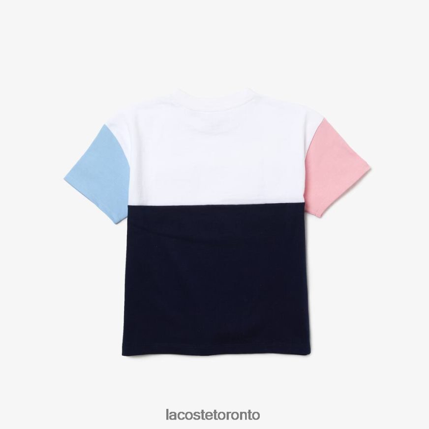 Clothing Lacoste Heritage Pocket Color-block Crew Neck Cotton T-Shirt Navy Blue/White/Blue/Pink Kids Z60BPR3179