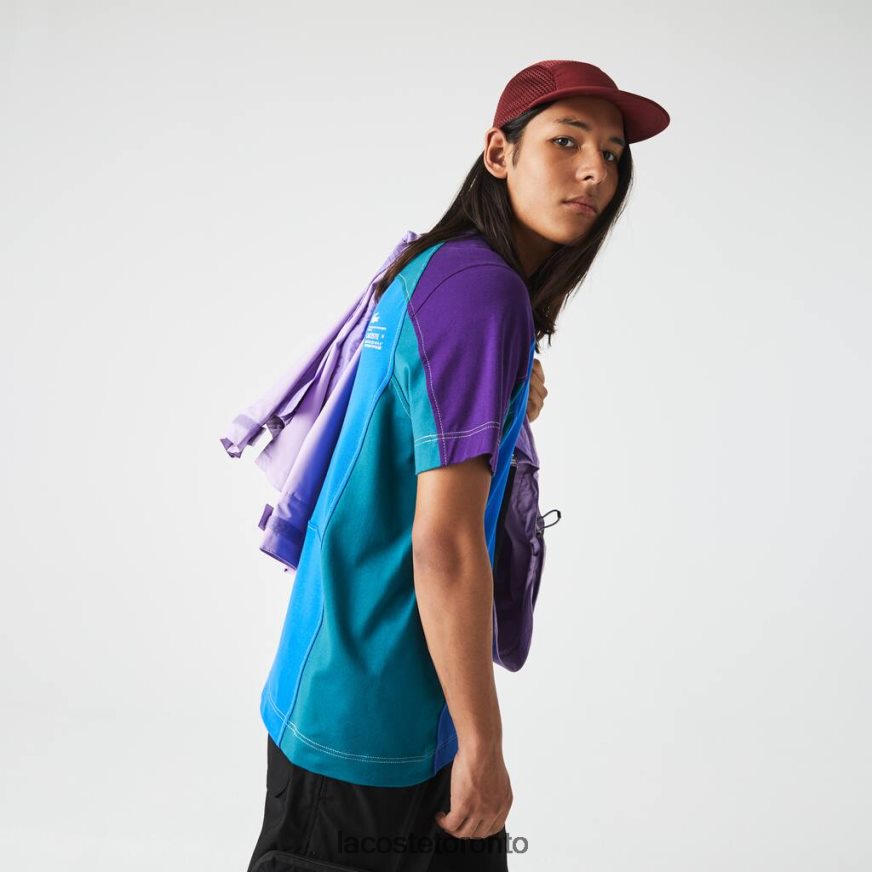 Clothing Lacoste Heritage Regular Fit Color-Block Stretch Pique T-Shirt Blue/Green/Purple Men Z60BPR819