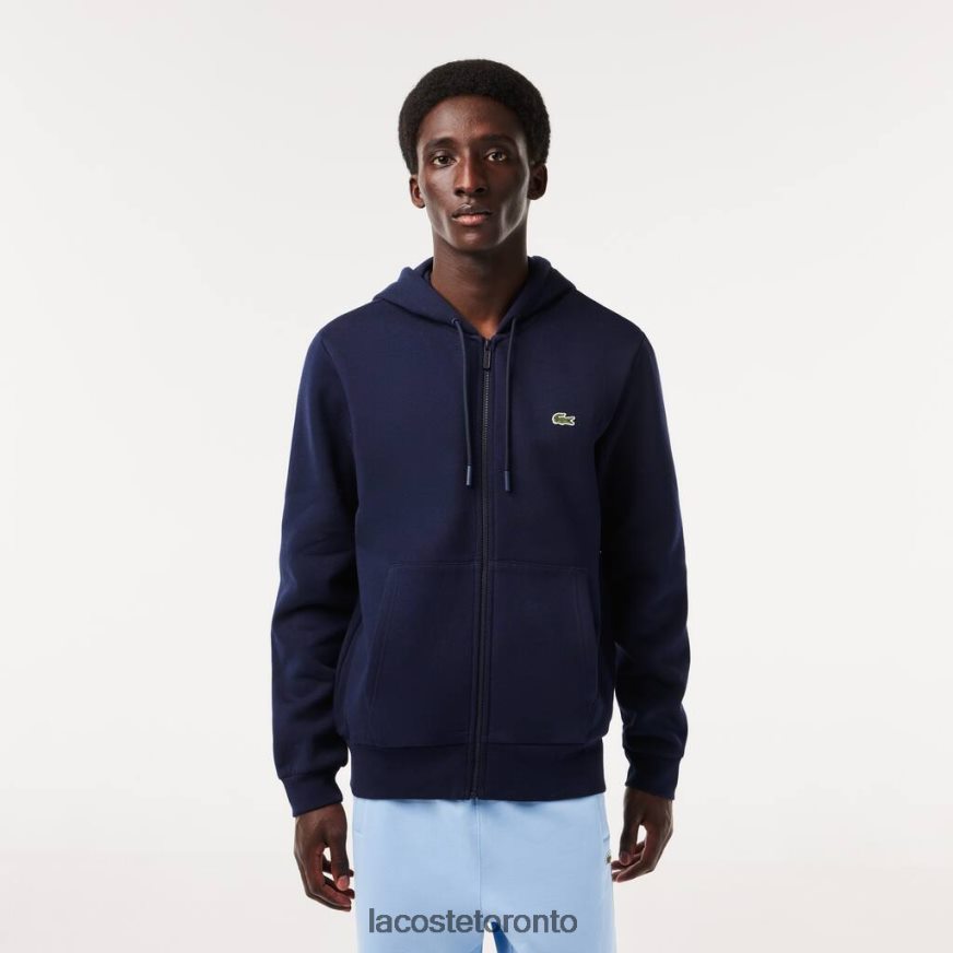 Clothing Lacoste Kangaroo Pocket Fleece Zipped Sweatshirt Navy Blue Men Z60BPR297