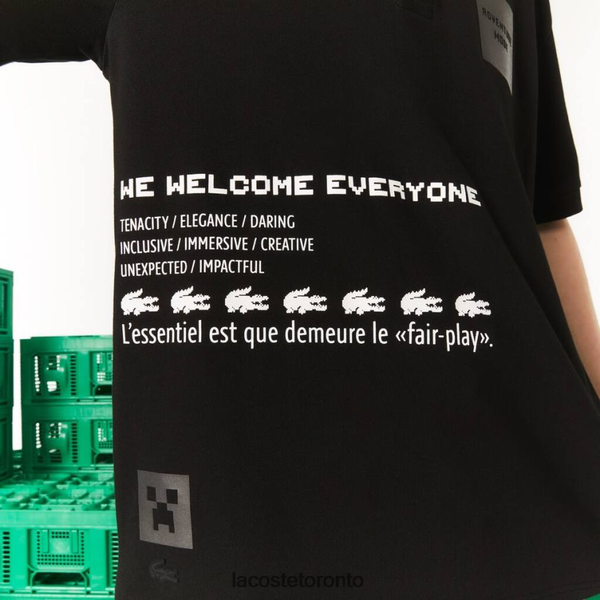 Clothing Lacoste LIVE x Minecraft Loose Fit Organic Cotton Polo Black Men Z60BPR938