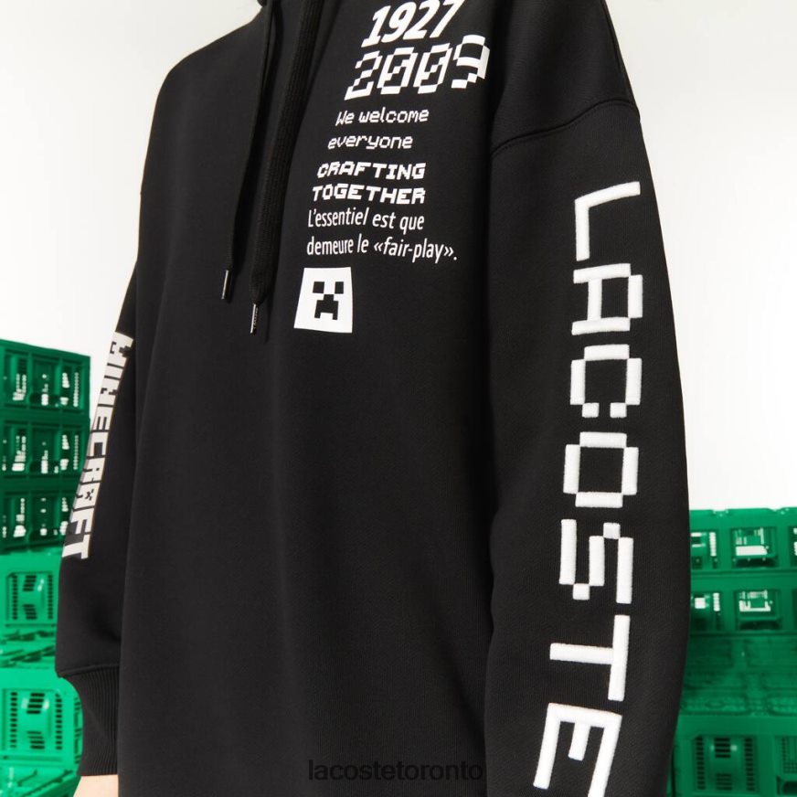Clothing Lacoste LIVE x Minecraft Organic Fleece Hoodie Dress Black Women Z60BPR2522