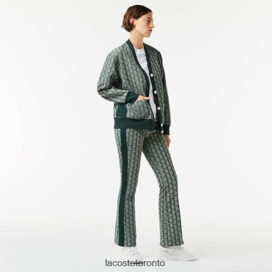 Clothing Lacoste Loose Fit Monogram Print Cardigan Green/Beige Women Z60BPR2635