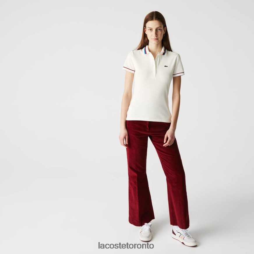 Clothing Lacoste Made In France Slim Fit Organic Cotton Pique Polo White/Red/Blue Women Z60BPR2507