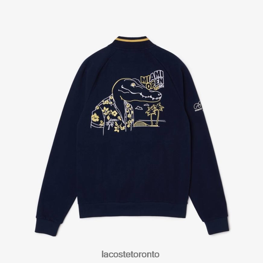 Clothing Lacoste Miami Open Croc Graphic Jacket Navy Blue/Yellow Men Z60BPR1173