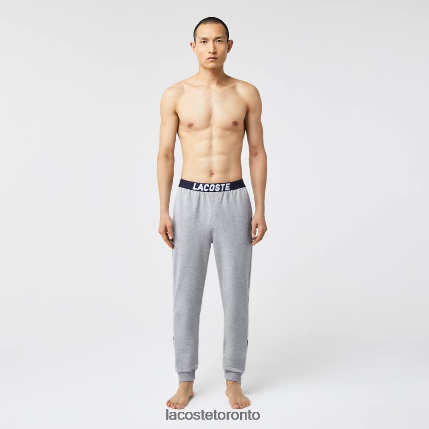 Clothing Lacoste Oversized Logo Fleece Pajama Pants Grey Chine/White/Navy Blue Men Z60BPR1567