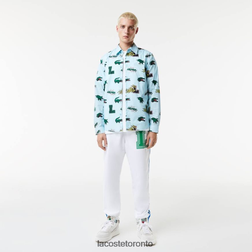 Clothing Lacoste Regular Fit Crocodile Print Shirt Blue/White Men Z60BPR1574