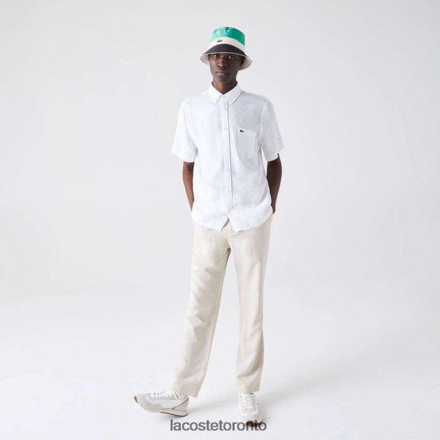 Clothing Lacoste Regular Fit Linen Shirt White Men Z60BPR1646