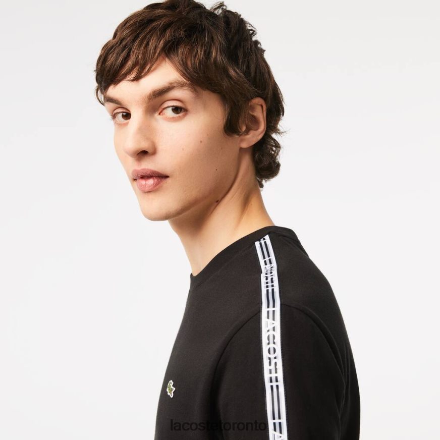 Clothing Lacoste Regular Fit Logo Stripe T-Shirt Black Men Z60BPR45