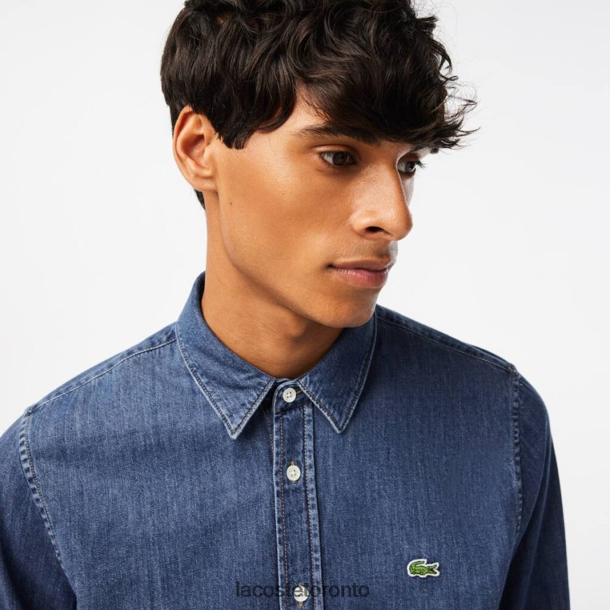 Clothing Lacoste Regular Fit Organic Cotton Denim Shirt Blue Men Z60BPR1502