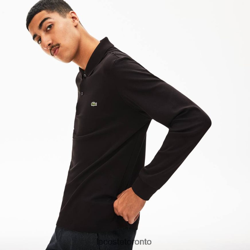 Clothing Lacoste Regular Fit Pima Cotton Long Sleeve Polo Black Men Z60BPR858