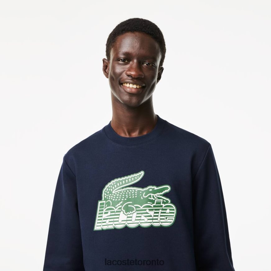 Clothing Lacoste Round Neck Unbrushed Fleece Sweatshirt Navy Blue Men Z60BPR300