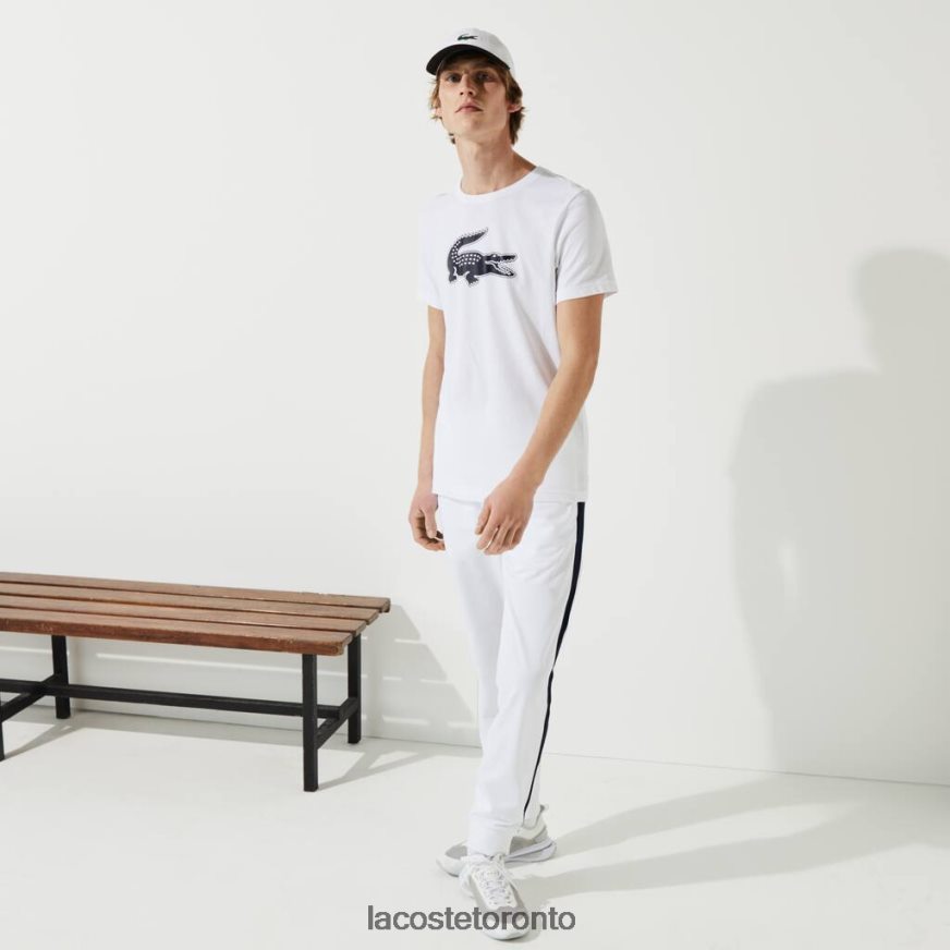 Clothing Lacoste SPORT 3D Print Crocodile Breathable Jersey T-Shirt White/Navy Blue Men Z60BPR89