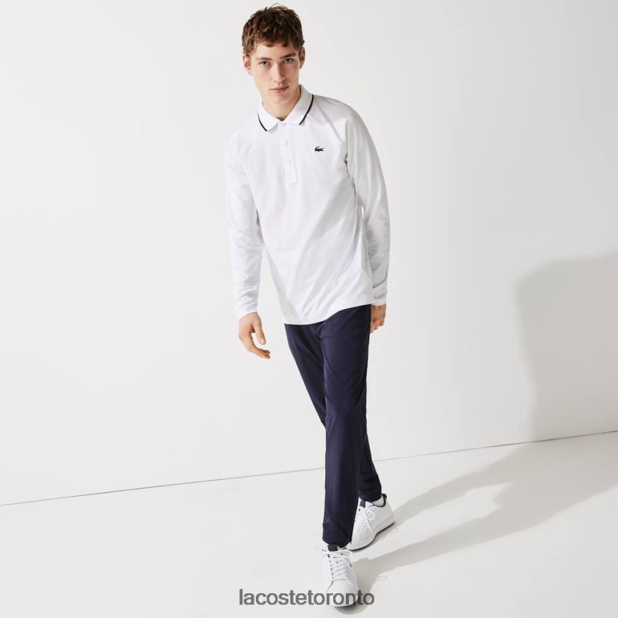 Clothing Lacoste SPORT Breathable Golf Polo White/Navy Blue Men Z60BPR847