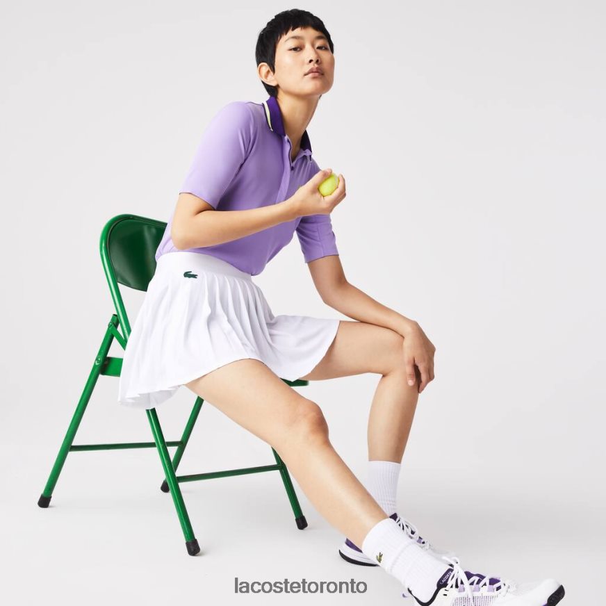 Clothing Lacoste SPORT Built-In Short Pleated Tennis Skirt White/Green Women Z60BPR2582