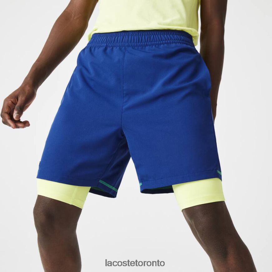 Clothing Lacoste SPORT Layered Shorts Blue/Flashy Yellow/White Men Z60BPR1544