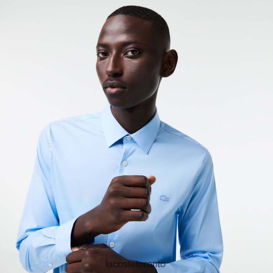 Clothing Lacoste Slim Fit French Collar Cotton Poplin Shirt Blue Men Z60BPR1439