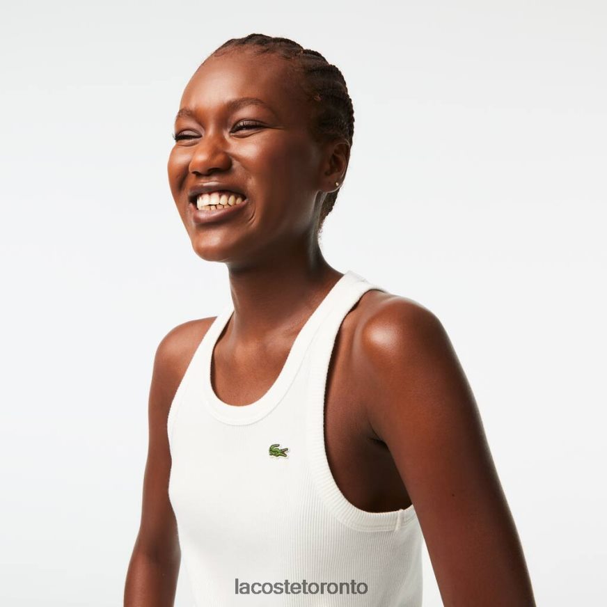 Clothing Lacoste Slim Fit Organic Cotton Tank Top White Women Z60BPR2422