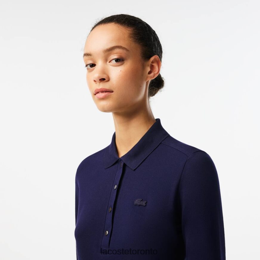 Clothing Lacoste Slim Fit Stretch Pique Polo Navy Blue Women Z60BPR2479