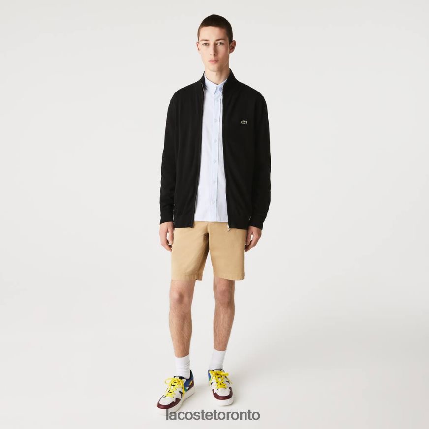 Clothing Lacoste Stand-Up Collar Organic Cotton Zippered Sweater Black Men Z60BPR460