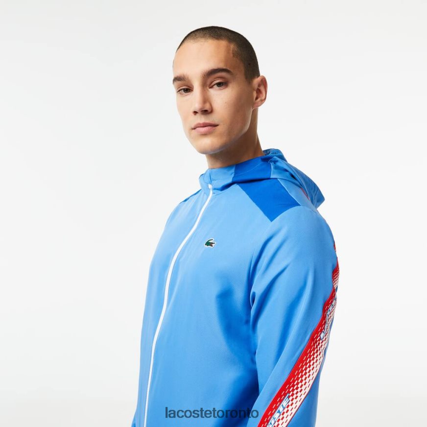 Clothing Lacoste Tennis Recycled Polyester Hooded Jacket Blue/White Men Z60BPR380