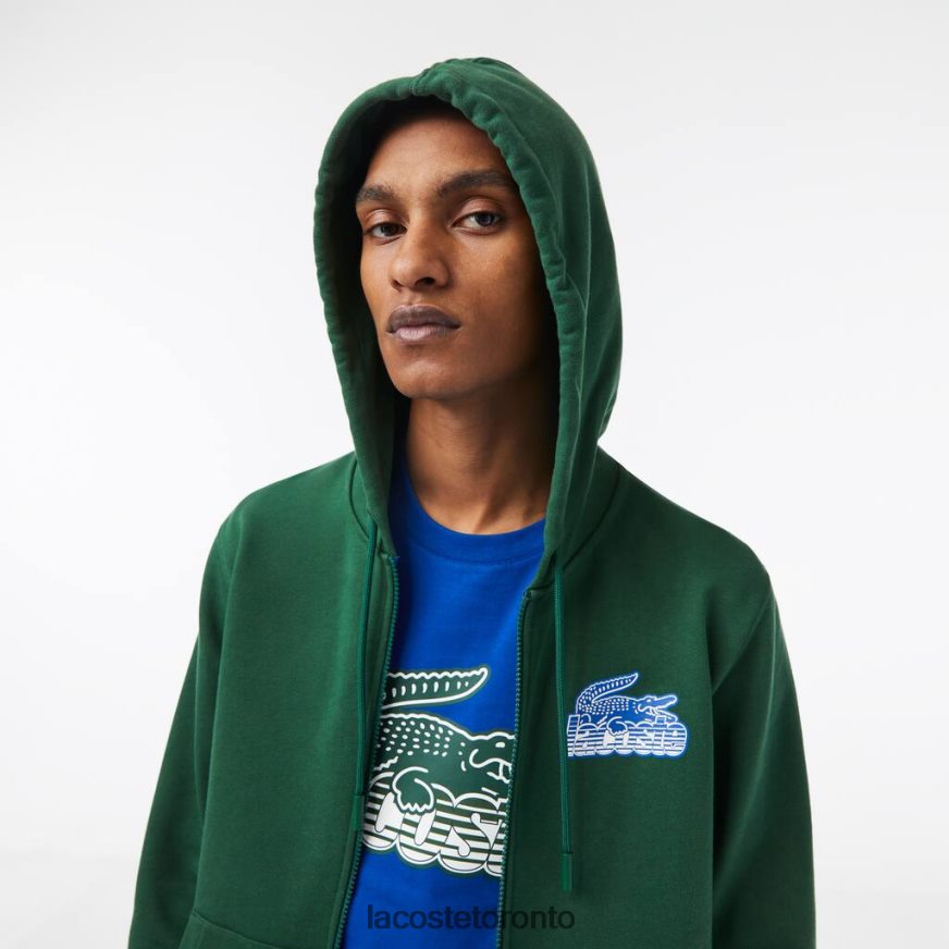 Clothing Lacoste Unbrushed Fleece Zipped Hoodie Green Men Z60BPR321