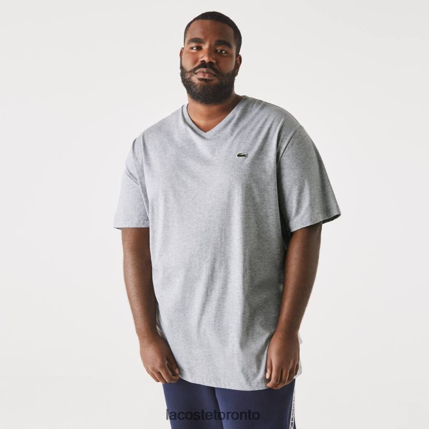 Clothing Lacoste V-Neck Jersey T-Shirt Grey Chine Men Z60BPR801