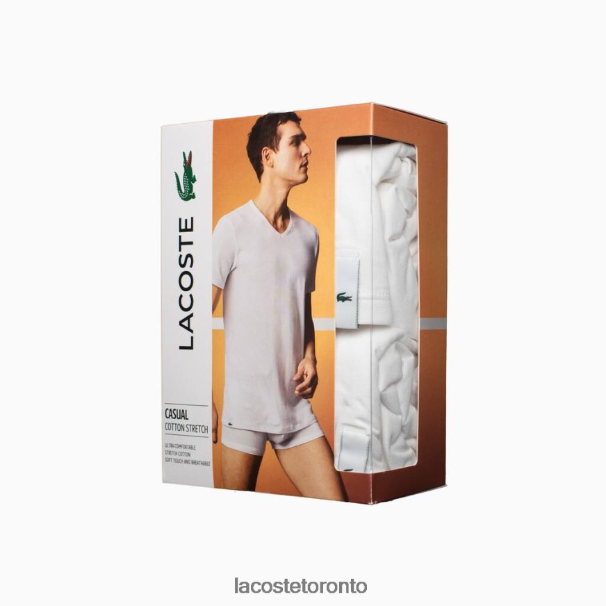 Clothing Lacoste V-neck Cotton Lounge T-shirt 2-Pack White Men Z60BPR1623