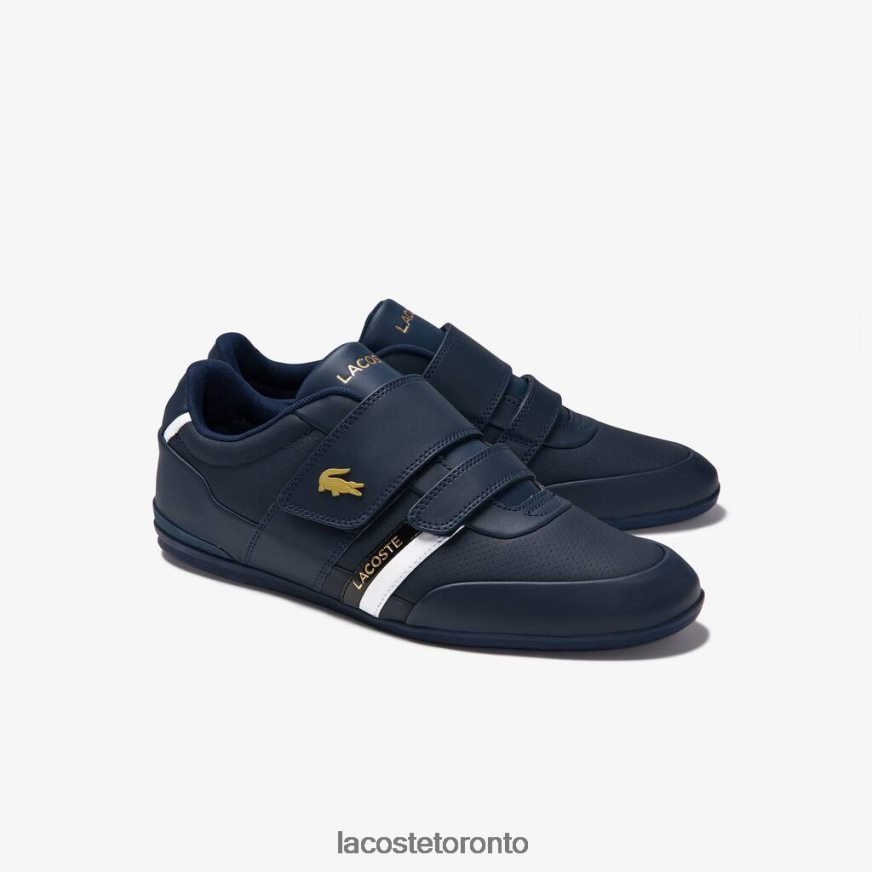Shoes Lacoste Misano Strap Leather and Synthetic Sneakers Navy Men Z60BPR1879