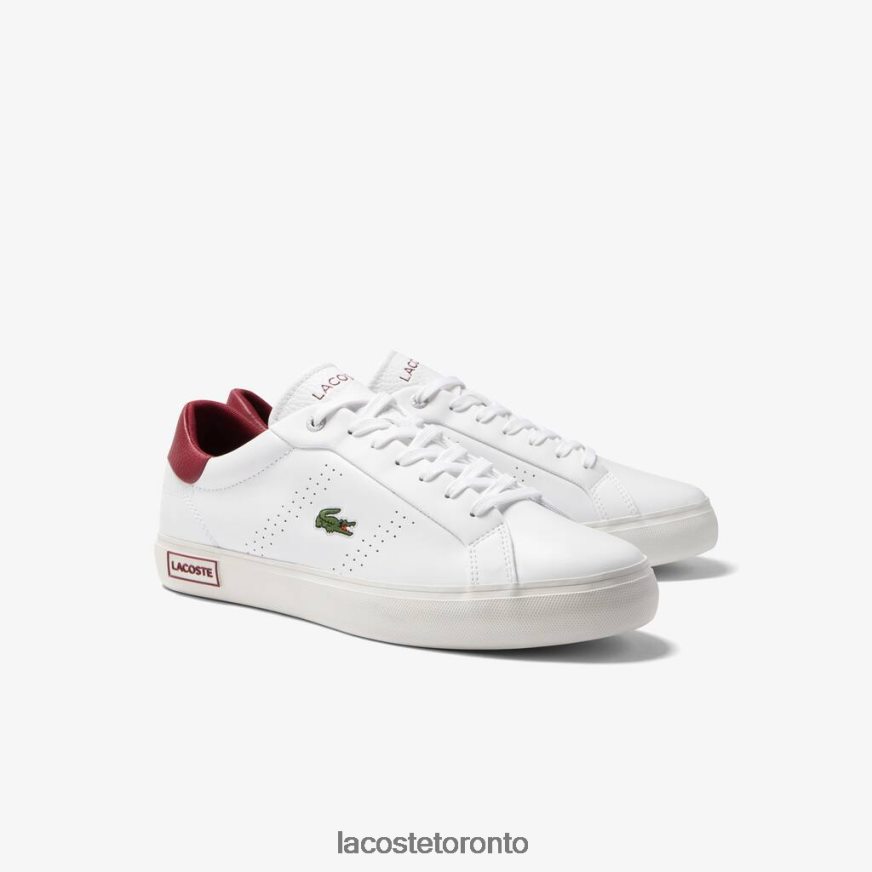 Shoes Lacoste Powercourt 20 Leather Heel Pop Sneakers White  Red Men Z60BPR1741