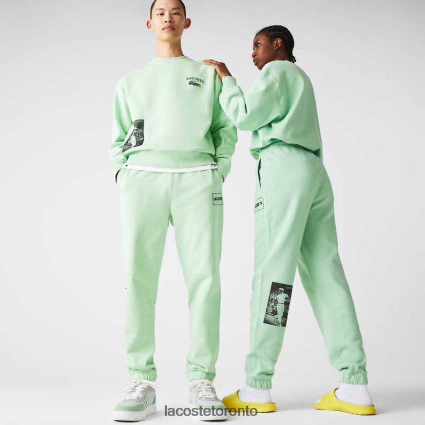 Clothing Lacoste LIVE Heritage Print Cotton Fleece Jogging Pants Green Unisex Z60BPR1136