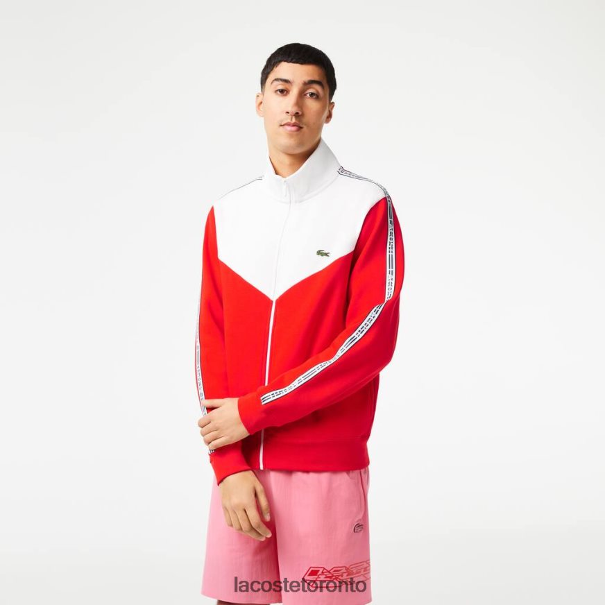 Clothing Lacoste Classic Fit Colorblock Zipped Sweatshirt Red/White Men Z60BPR19