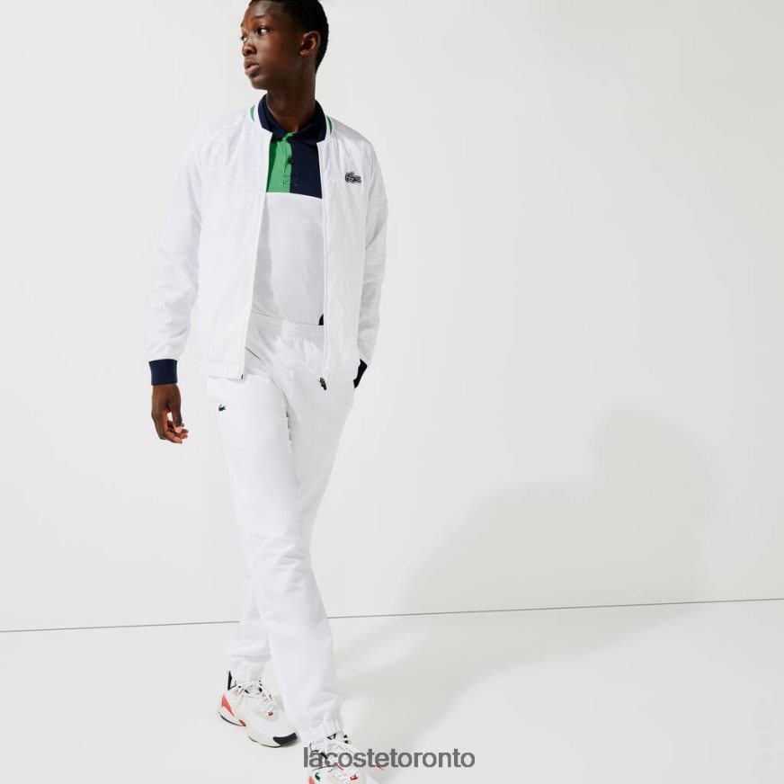 Clothing Lacoste SPORT Lightweight Water-Resistant Jacket White/Navy Blue/White/Green Men Z60BPR1321