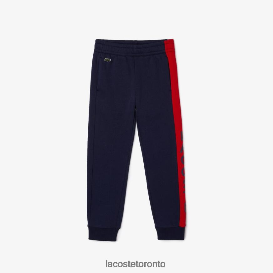 Clothing Lacoste Cotton Fleece Blend Jogging Pants Navy Blue/Red Kids Z60BPR3243