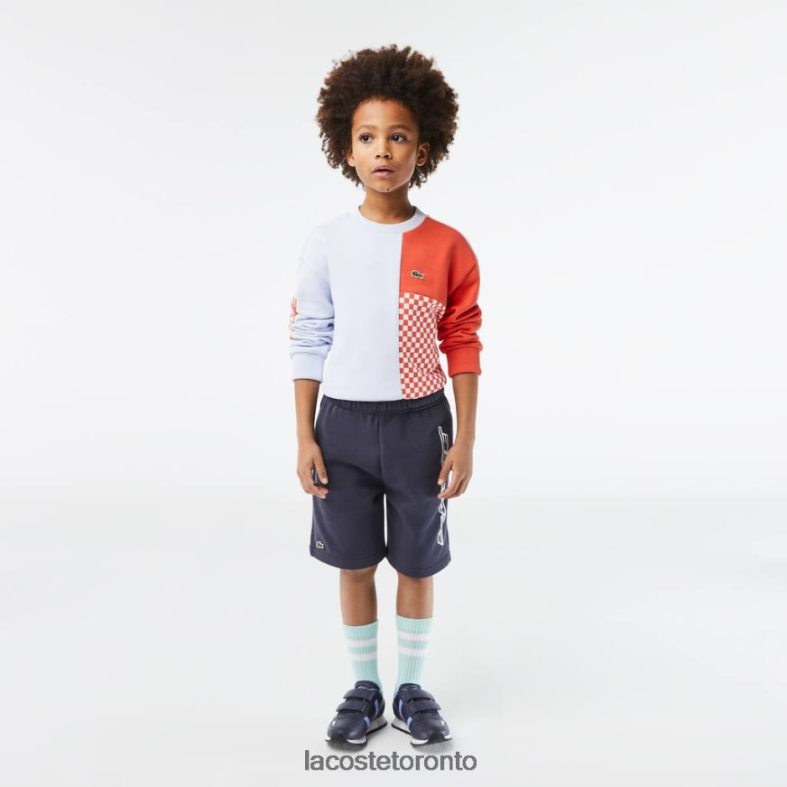 Clothing Lacoste Organic Cotton Contrast Branding Shorts Blue Kids Z60BPR3088
