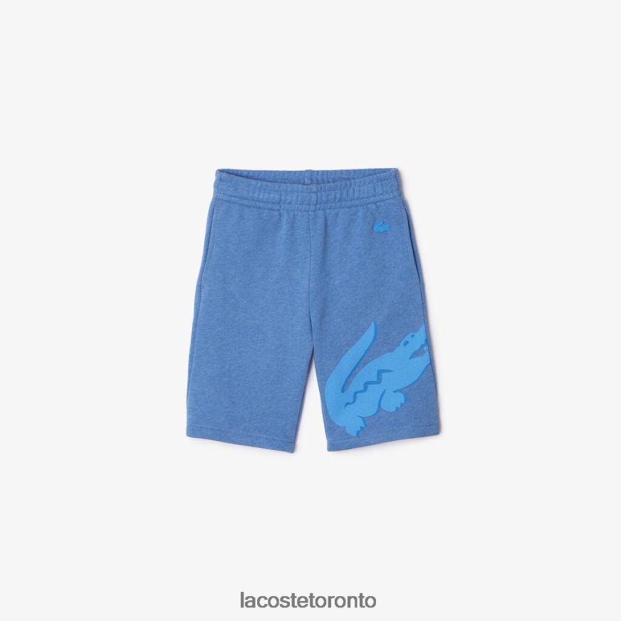 Clothing Lacoste Oversized Crocodile Print Flecked Organic Cotton Shorts Blue Chine Kids Z60BPR3293