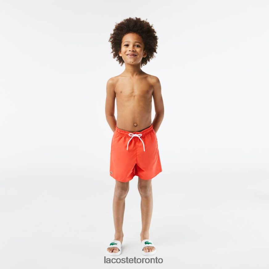 Clothing Lacoste Quick-Dry Solid Swim Shorts Orange/Green Kids Z60BPR3104