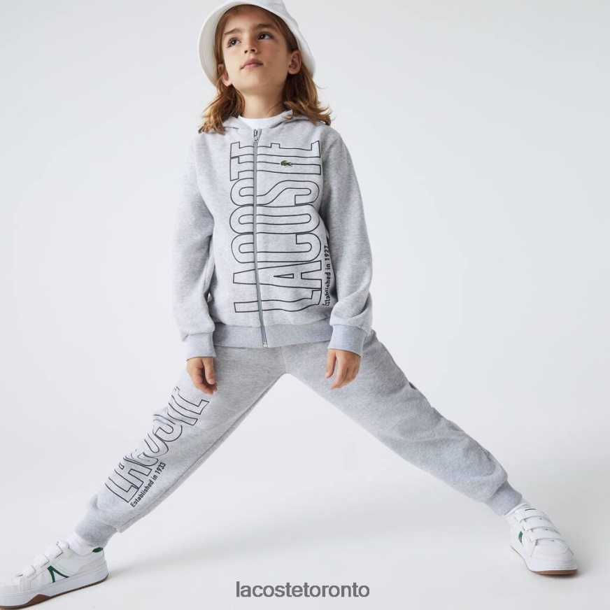 Clothing Lacoste Branded Hooded Zip Sweatshirt Grey Chine Kids Z60BPR3184