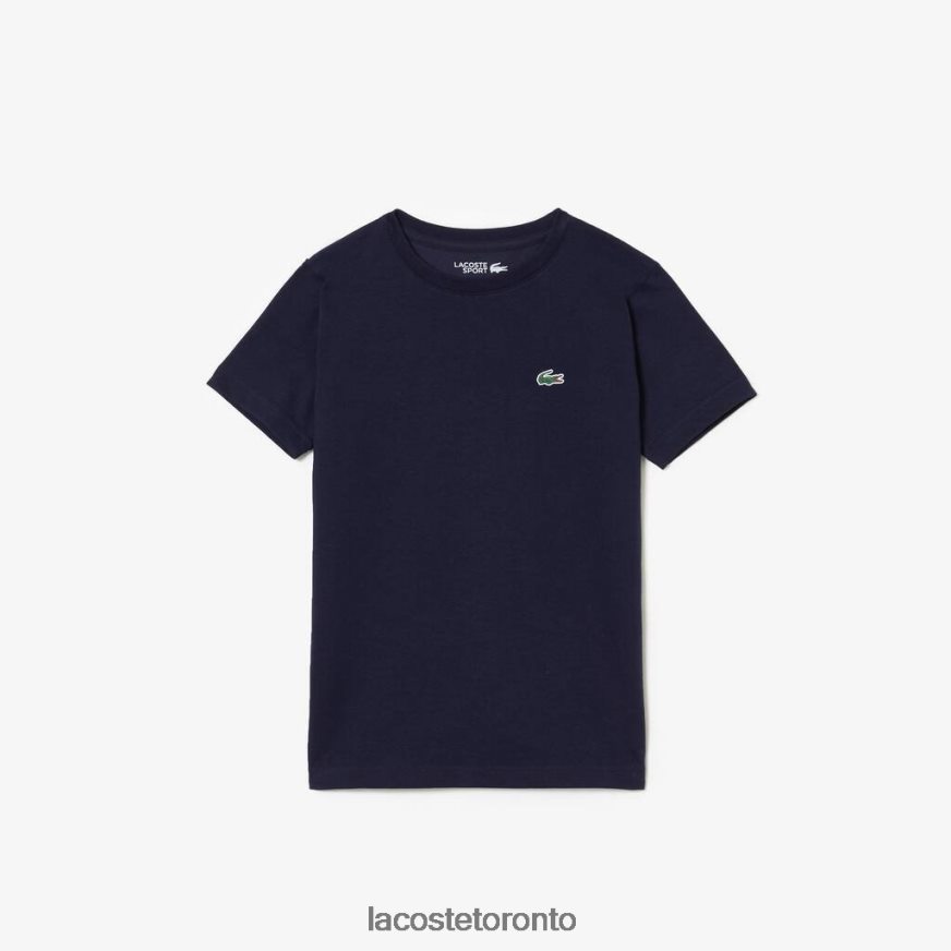 Clothing Lacoste SPORT Breathable Cotton Blend T-Shirt Navy Blue Kids Z60BPR3138