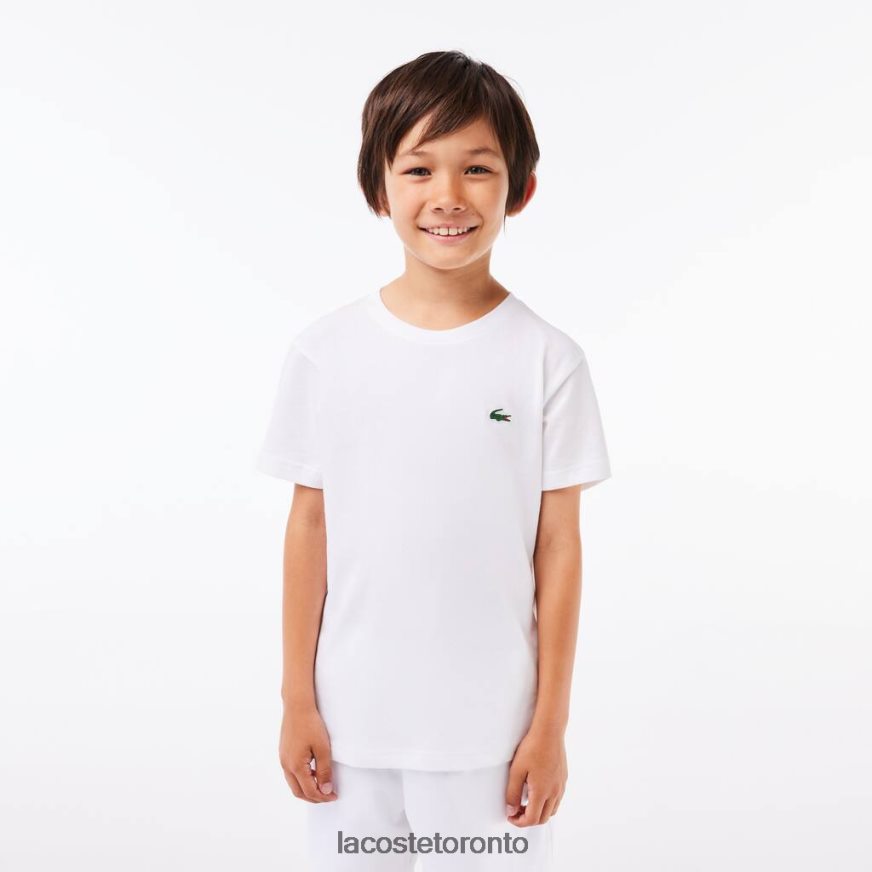 Clothing Lacoste SPORT Breathable Cotton Blend T-Shirt White Kids Z60BPR3027
