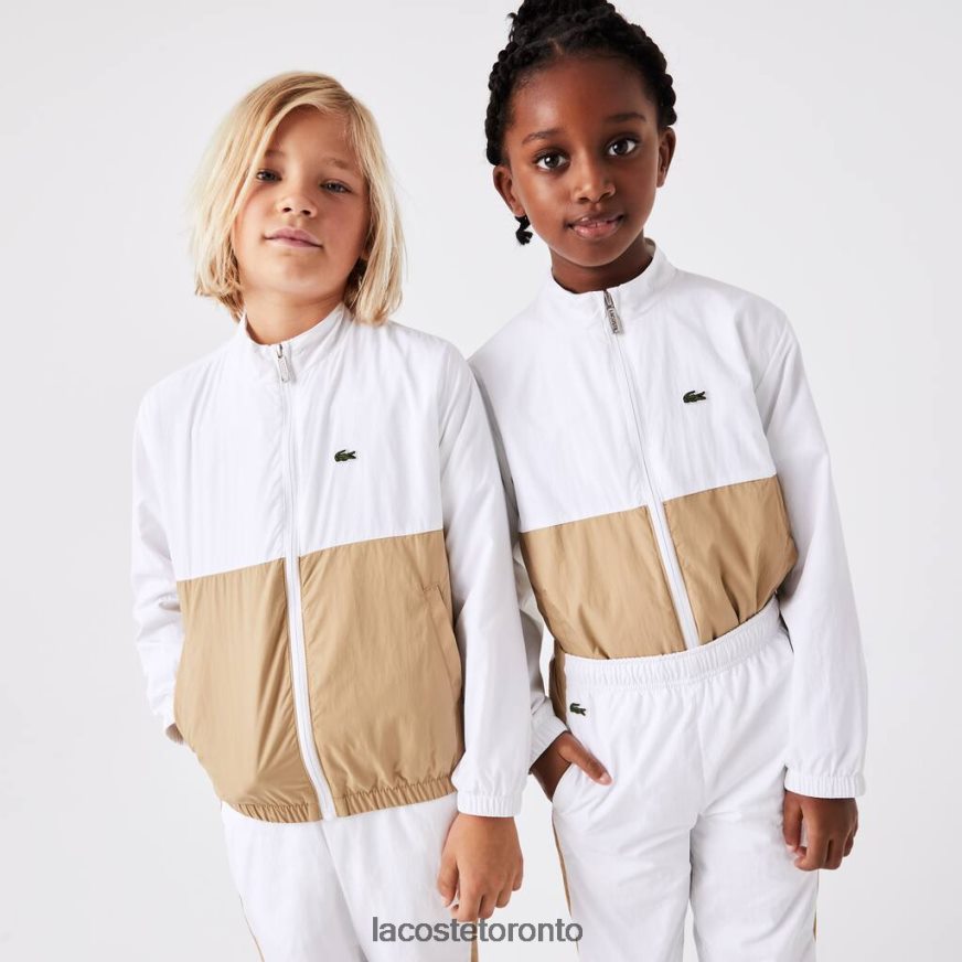 Clothing Lacoste High-Neck Colorblock Jacket White/Beige Kids Z60BPR3220