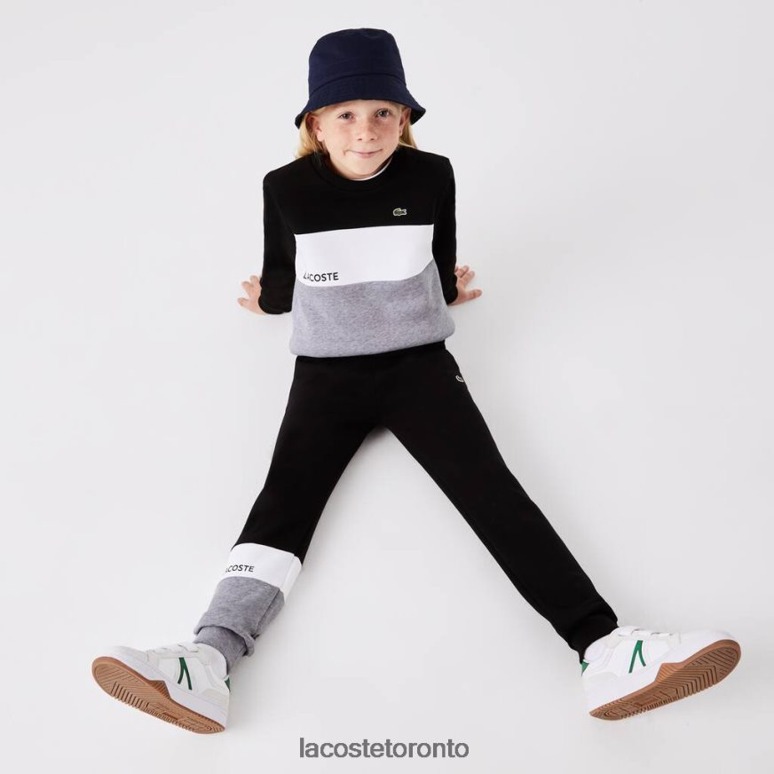 Clothing Lacoste Branded Trackpants Black/White/Grey Chine Kids Z60BPR3214