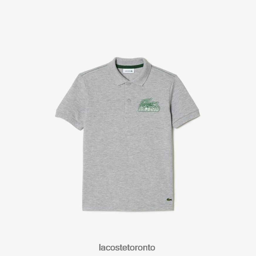 Clothing Lacoste Organic Cotton Contrast Print Polo Grey Chine Kids Z60BPR3035