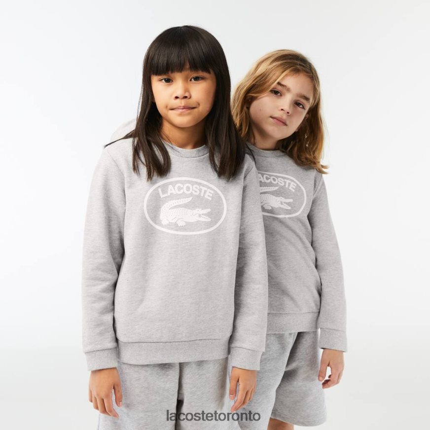Clothing Lacoste Contrast Branded Colorblock Sweatshirt Grey Chine/White Kids Z60BPR3058