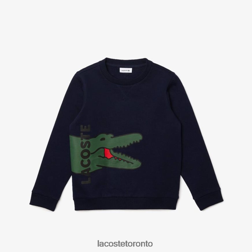 Clothing Lacoste Crocodile Print Fleece Sweatshirt Navy Blue/White Kids Z60BPR3245