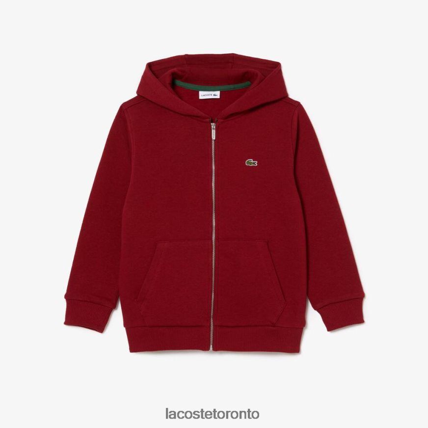 Clothing Lacoste Kangaroo Pocket Hooded Zip Sweatshirt Bordeaux Kids Z60BPR3192
