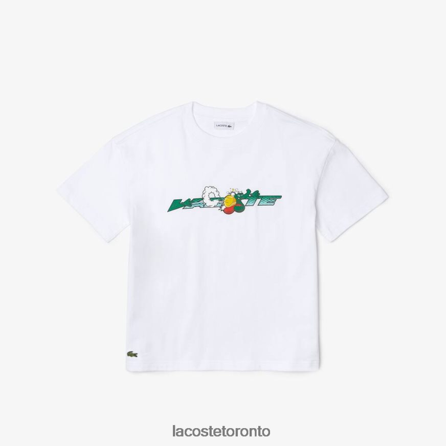 Clothing Lacoste Branded T-Shirt in Organic Cotton Jersey White Kids Z60BPR3040
